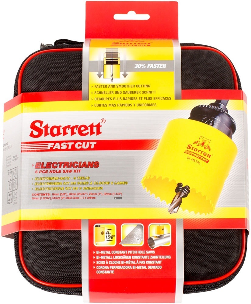 Starrett KFC06021 Electricians Fast Cut Holesaw Kit 6pc