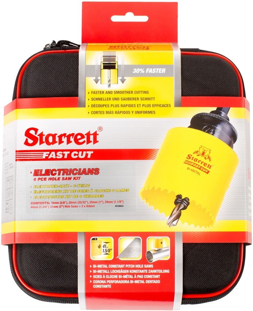 Starrett KFC06022 Electricians Fast Cut Holesaw Kit 6pc