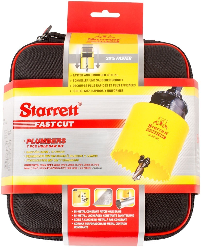 Starrett KFC07021 Plumbers Fast Cut Holesaw Kit 7pc