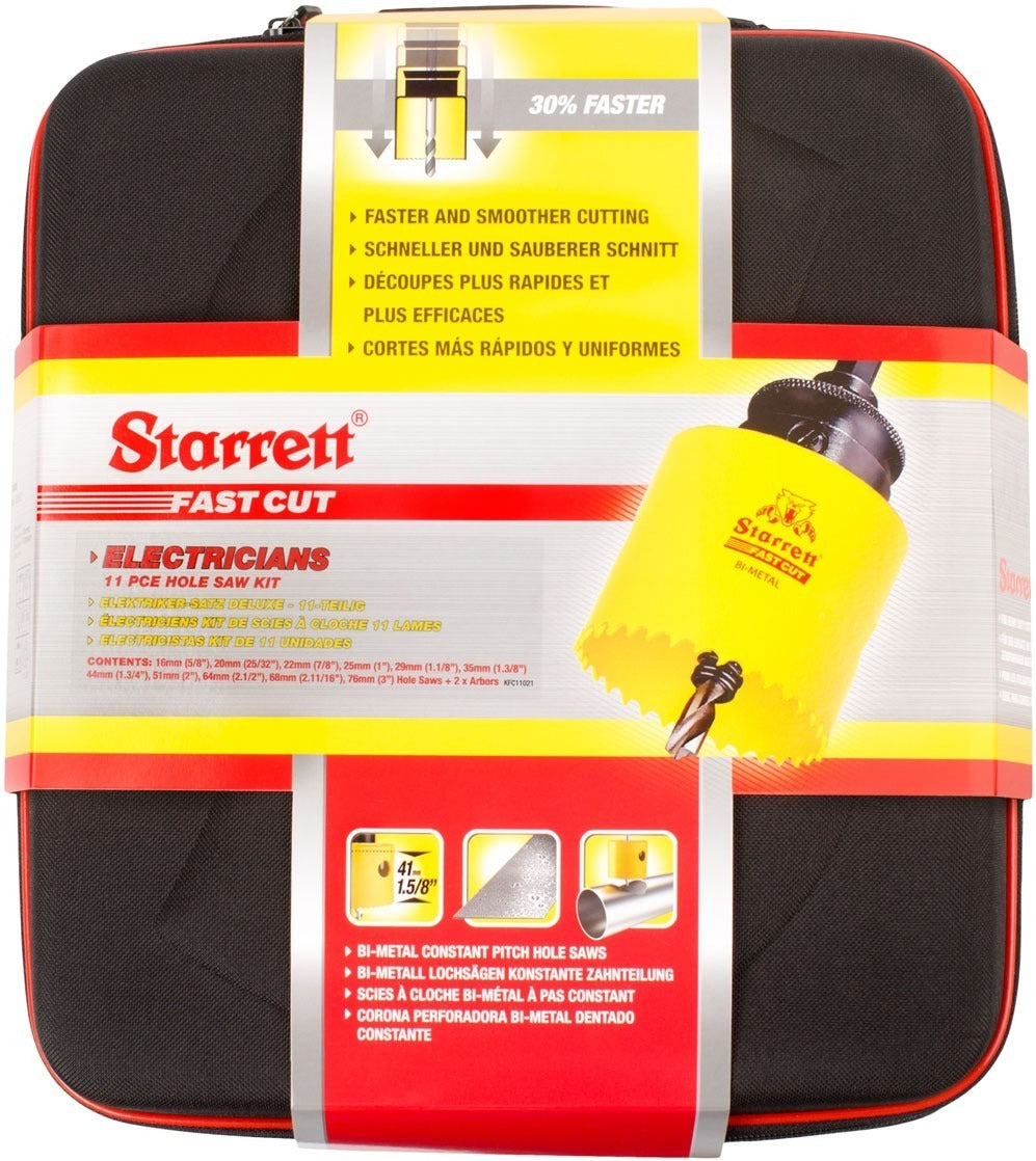 Starrett KFC11021 Electricians Deluxe Fast Cut Holesaw Kit 11pc