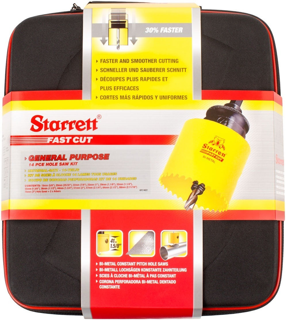 Starrett KFC14021 General Purpose Fast Cut Holesaw Kit 14pc