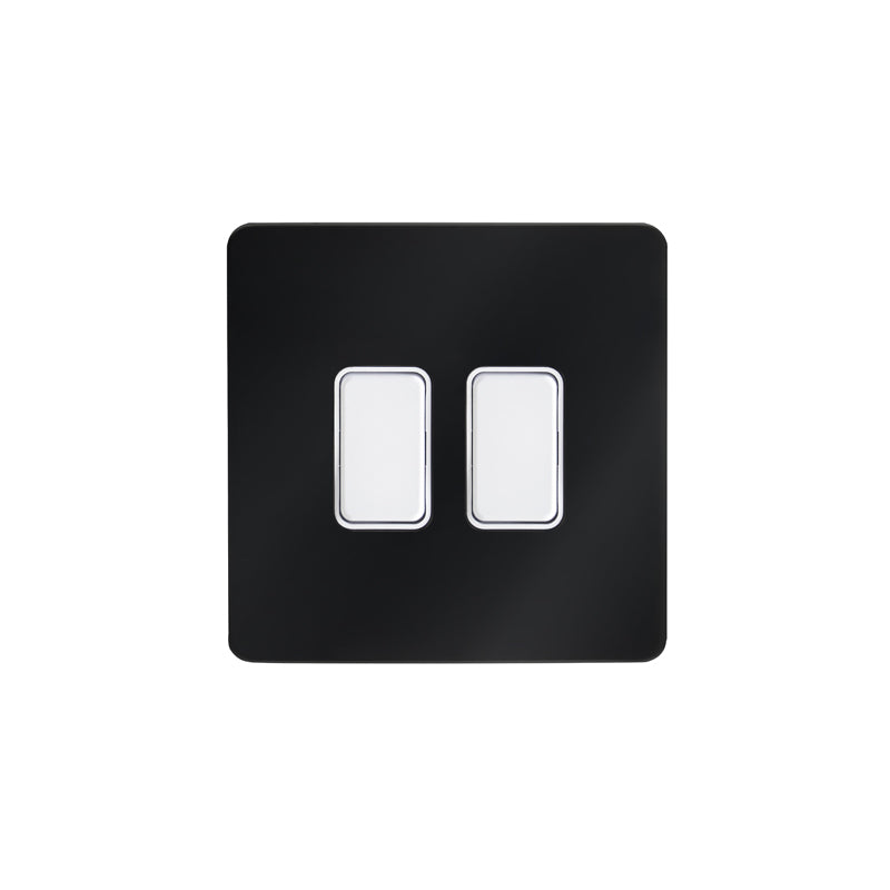 Forum KN-46042 Kinetic 2 Gang Dimmable Push Switch Black Chrome and White