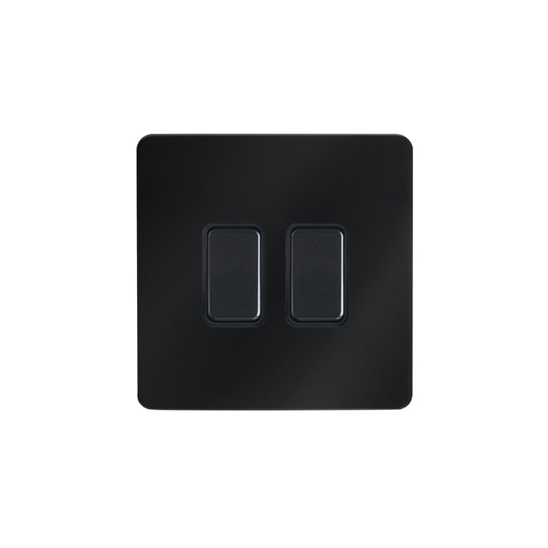 Forum KN-46031 Kinetic 2 Gang Push Switch Black Chrome and Black