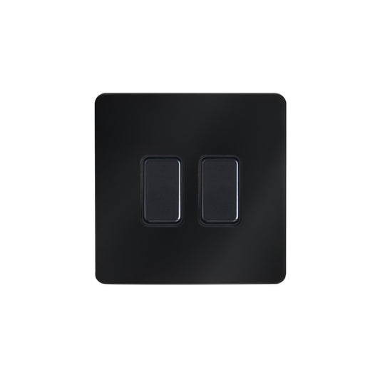 Forum KN-46031 Kinetic 2 Gang Push Switch Black Chrome and Black