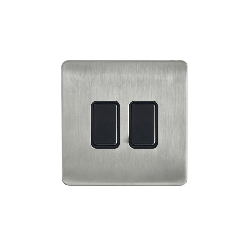 Forum KN-46047 Kinetic 2 Gang Dimmable Push Switch Satin Nickel and Black