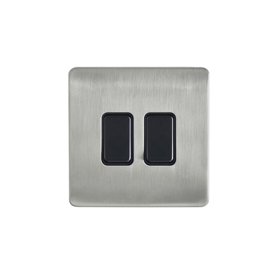 Forum KN-46047 Kinetic 2 Gang Dimmable Push Switch Satin Nickel and Black