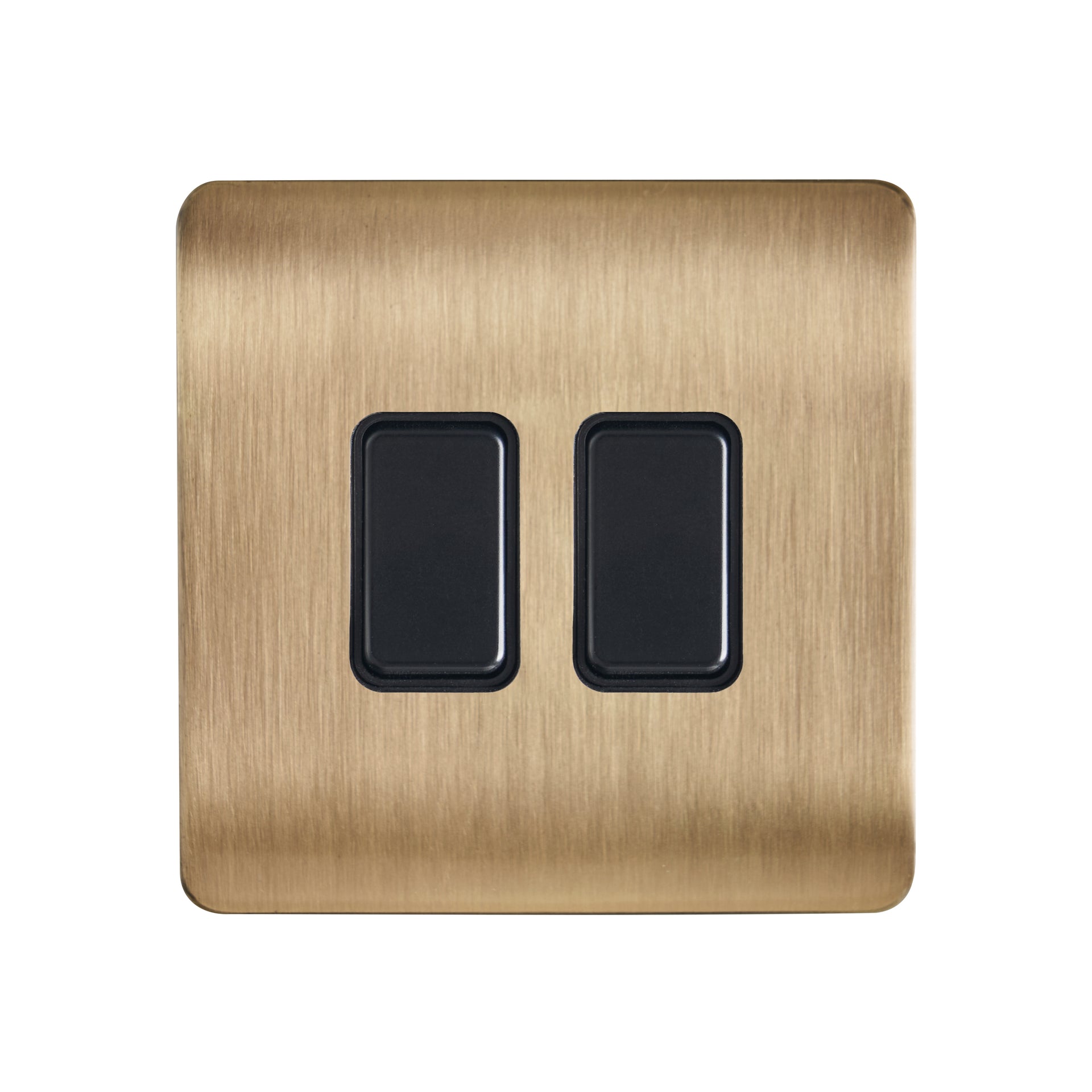 Forum KN-46039 Kinetic 2 Gang Push Switch Satin Brass and Black