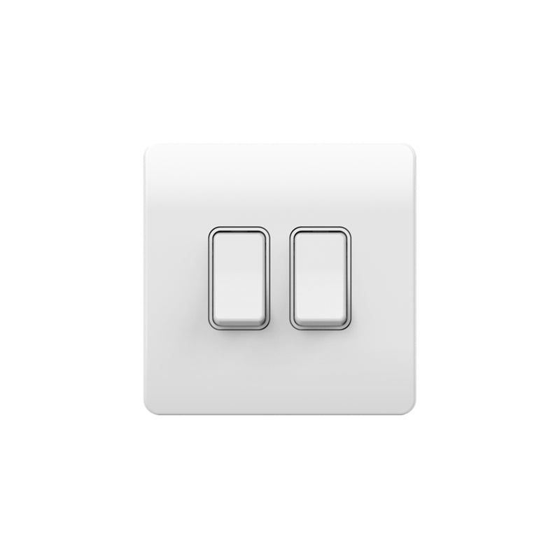 Forum KN-46058 Kinetic Slimline 2 Gang Dimmable Push Switch White