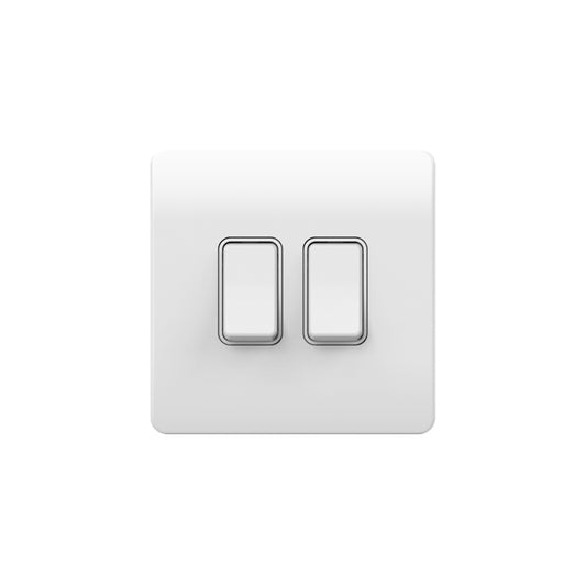 Forum KN-46058 Kinetic Slimline 2 Gang Dimmable Push Switch White