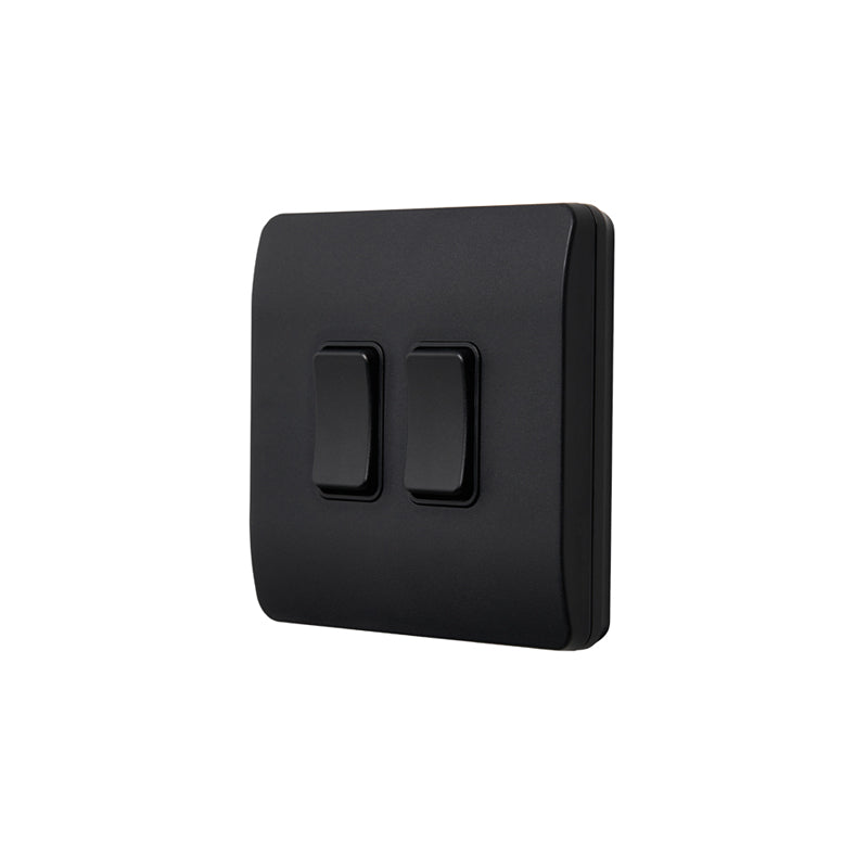 Forum KN-46055 Kinetic Slimline 2 Gang Push Switch Black