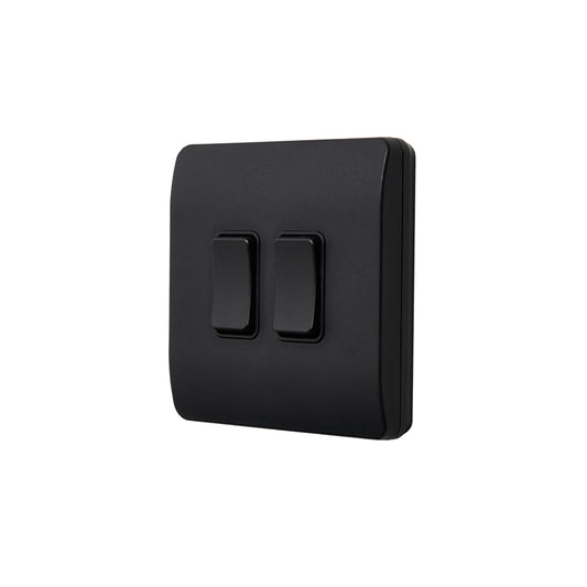 Forum KN-46059 Kinetic Slimline 2 Gang Dimmable Push Switch Black