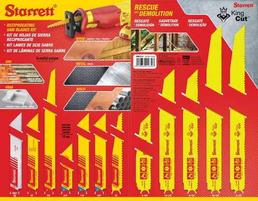 Starrett KRB12-A 12pc Assorted Reciprocating Blade Kit