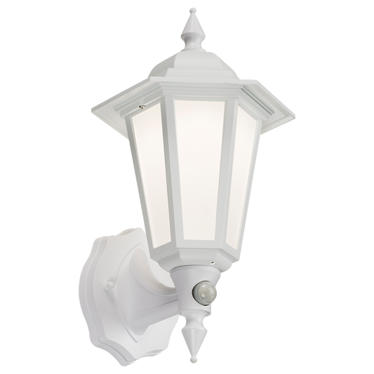 Knightsbridge LANT2W 8W LED White Wall Lantern with PIR IP54 4000K