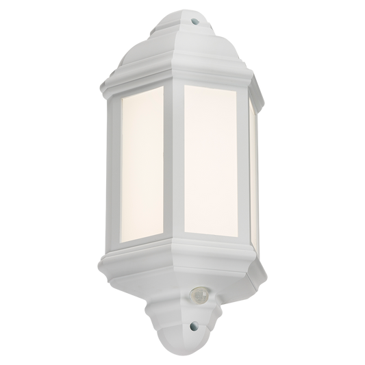 Knightsbridge LANT4W 8W LED White Half Wall Lantern with PIR IP54