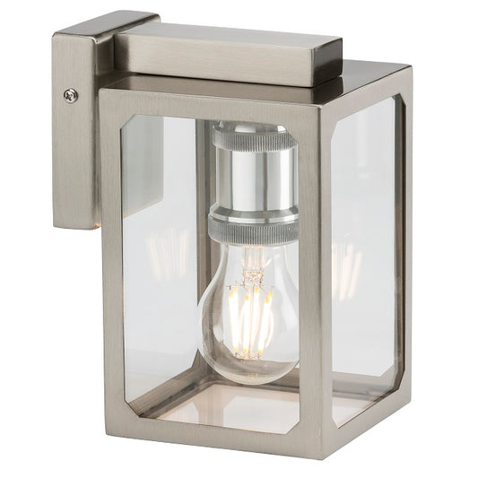 Knightsbridge LANTSS E27 Brushed Chrome Square Wall Lantern