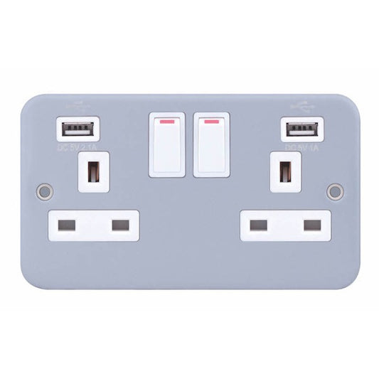 Selectric LG9098MB-USB 2 Gang 13A USB Socket Metal Clad