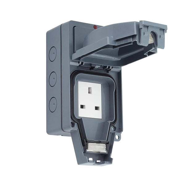 T&J ARMOR 13A 1 Gang Weatherproof Socket With Independent Switch With Led Indicator