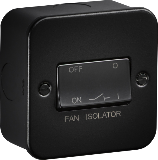 Knightsbridge M1100TB 10A Fan Isolator Switch Metal Clad Textured Black