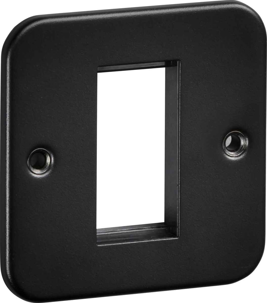 Knightsbridge M1GTB 1 Gang 1 Module Euromodule Faceplate Metal Clad Textured Black