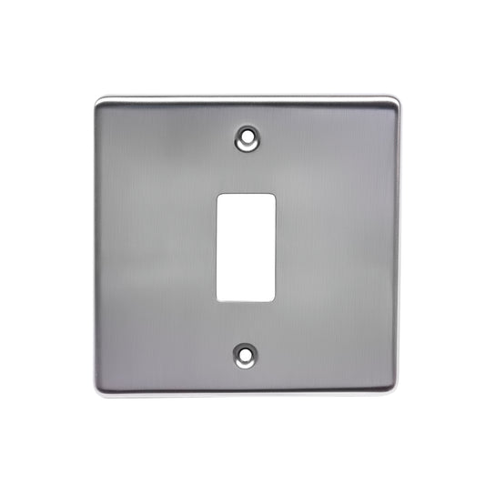 Niglon M2-GP1-BC 1 Gang Grid Faceplate Brushed Chrome