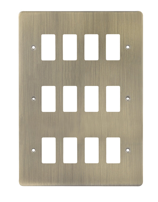 Niglon M2-GP12-AB Premium Edge S 12 Gang Grid Faceplate Antique Brass