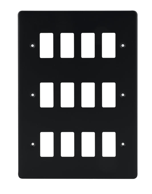 Niglon M2-GP12-MB Premium Edge S 12 Gang Grid Faceplate Matt Black