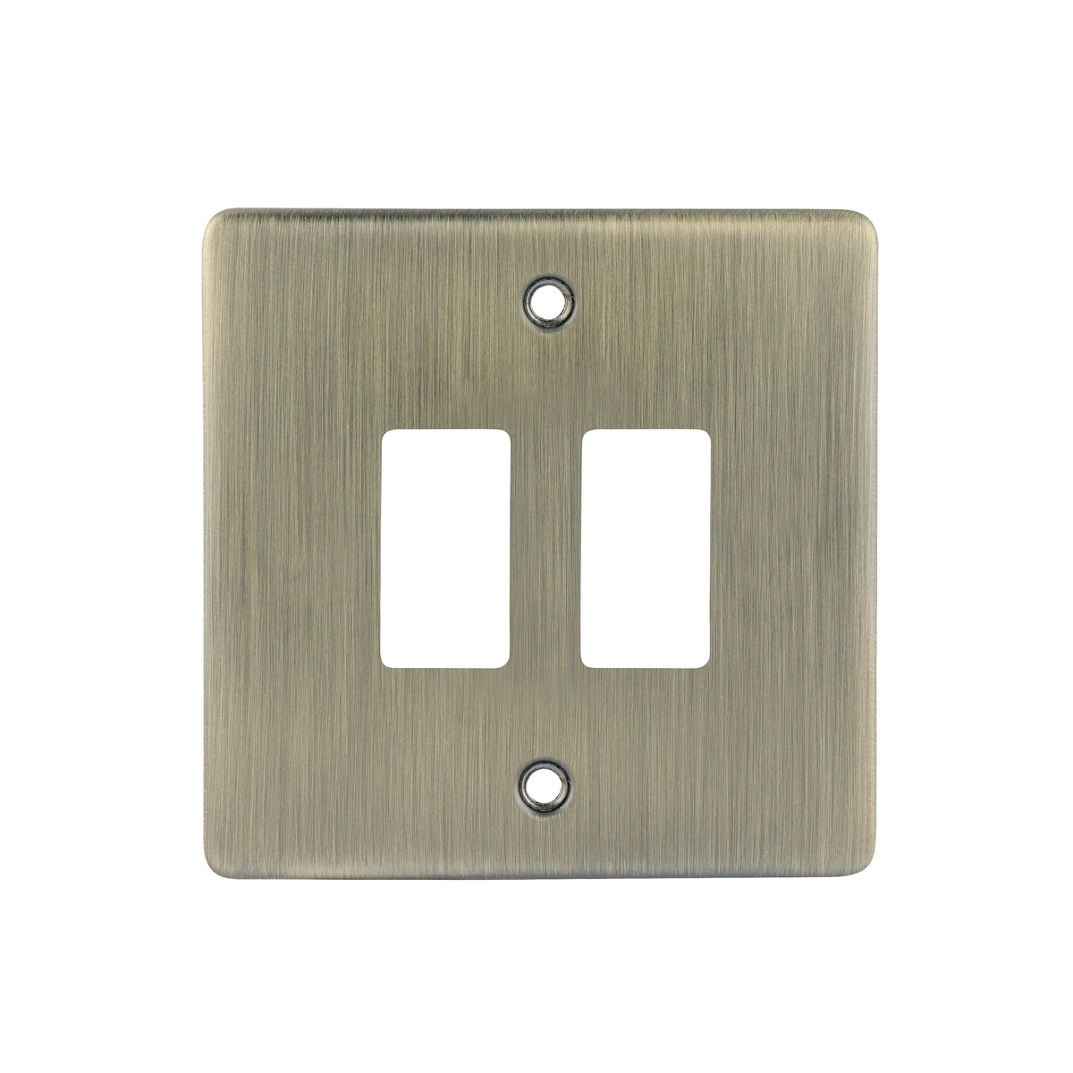 Niglon M2-GP2-AB Premium Edge S 2 Gang Grid Faceplate Antique Brass