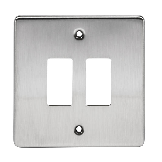 Niglon M2-GP2-BC 2 Gang Grid Faceplate Brushed Chrome