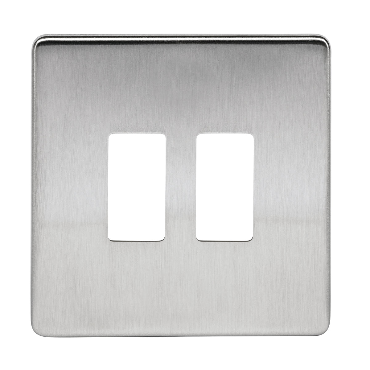 Niglon M2-GP2-SBC 2 Gang Grid Faceplate Brushed Chrome