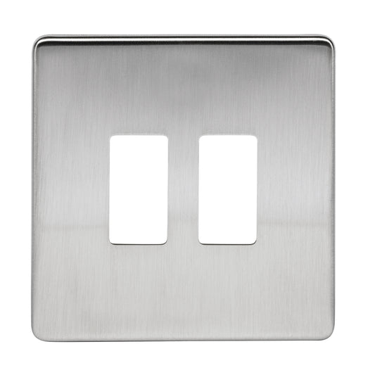Niglon M2-GP2-SBC 2 Gang Grid Faceplate Brushed Chrome