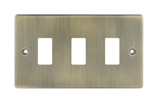 Niglon M2-GP3-AB Premium Edge S 3 Gang Grid Faceplate Antique Brass