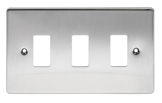 Niglon M2-GP3-BC 3 Gang Grid Faceplate Brushed Chrome