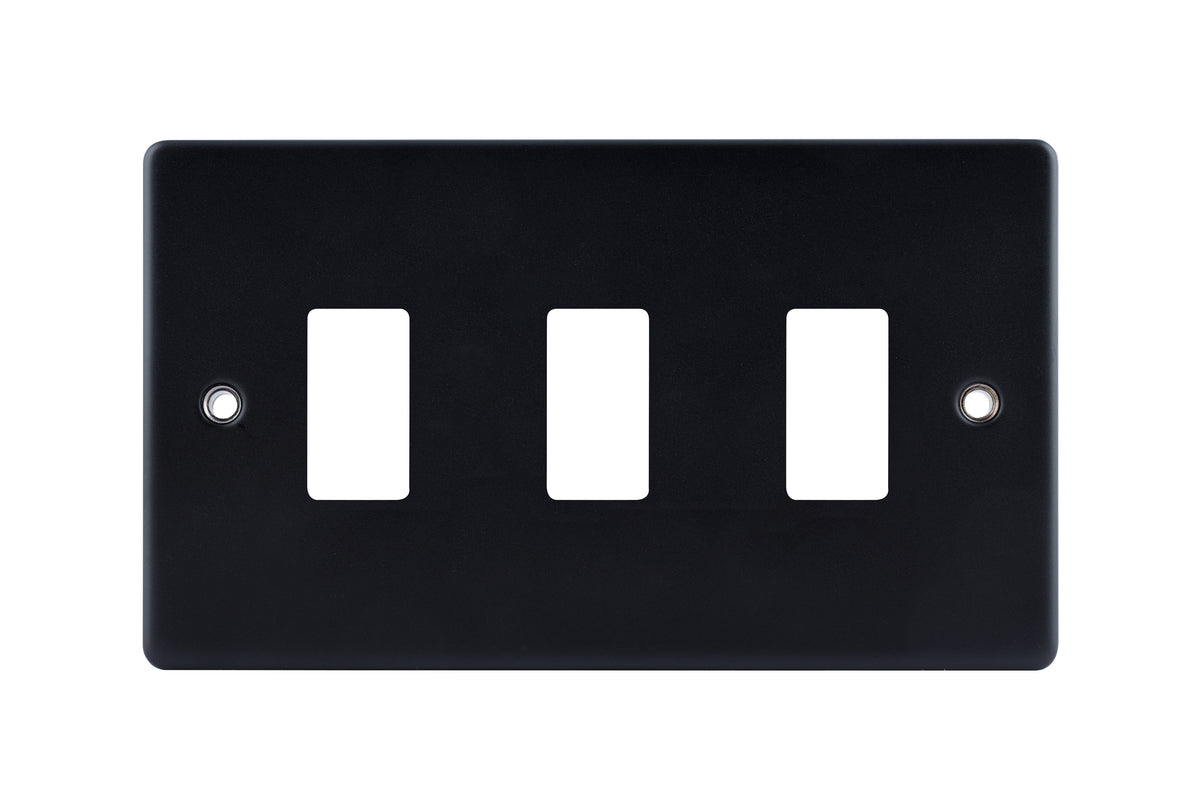 Niglon M2-GP3-MB Premium Edge S 3 Gang Grid Faceplate Matt Black