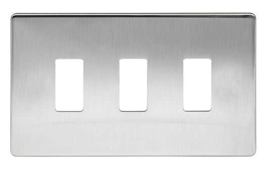 Niglon M2-GP3-SBC 3 Gang Grid Faceplate Brushed Chrome