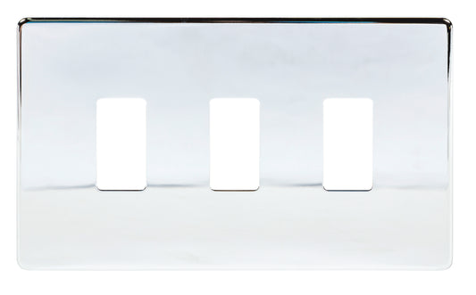 Niglon M2-GP3-SPC 3 Gang Grid Faceplate Polished Chrome