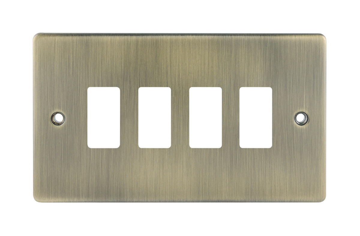 Niglon M2-GP4-AB Premium Edge S 4 Gang Grid Faceplate Antique Brass