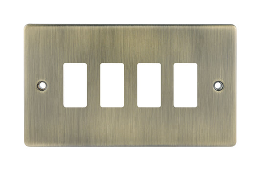 Niglon M2-GP4-AB Premium Edge S 4 Gang Grid Faceplate Antique Brass