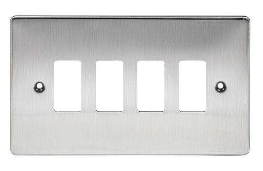 Niglon M2-GP4-BC 4 Gang Grid Faceplate Brushed Chrome