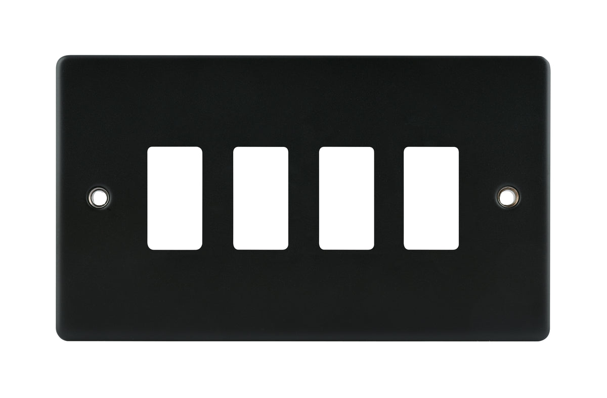 Niglon M2-GP4-MB Premium Edge S 4 Gang Grid Faceplate Matt Black