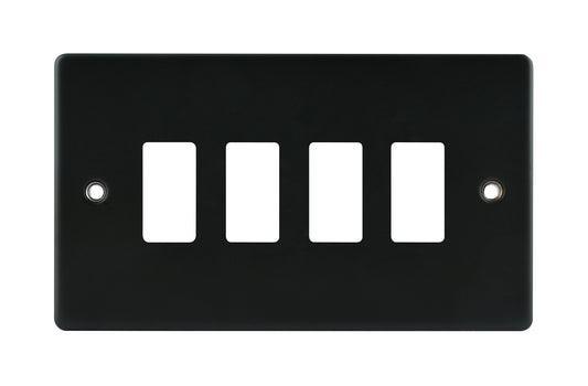 Niglon M2-GP4-MB Premium Edge S 4 Gang Grid Faceplate Matt Black