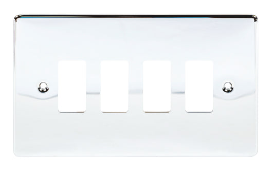 Niglon M2-GP4-PC 4 Gang Grid Faceplate Polished Chrome