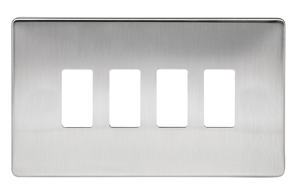 Niglon M2-GP4-SBC 4 Gang Grid Faceplate Brushed Chrome