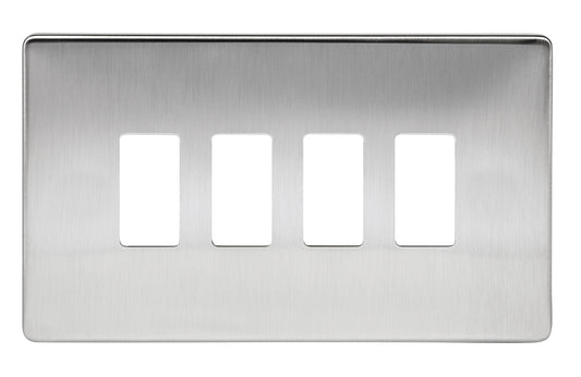 Niglon M2-GP4-SBC 4 Gang Grid Faceplate Brushed Chrome