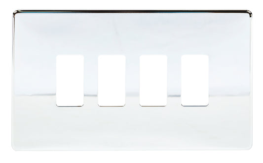 Niglon M2-GP4-SPC 4 Gang Grid Faceplate Polished Chrome