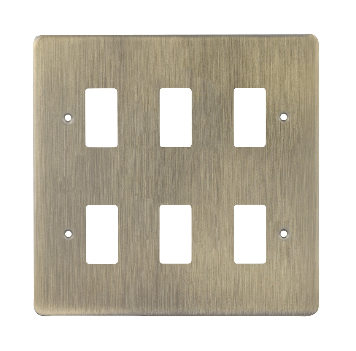 Niglon M2-GP6-AB Premium Edge S 6 Gang Grid Faceplate Antique Brass