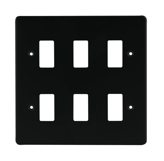 Niglon M2-GP6-MB Premium Edge S 6 Gang Grid Faceplate Matt Black