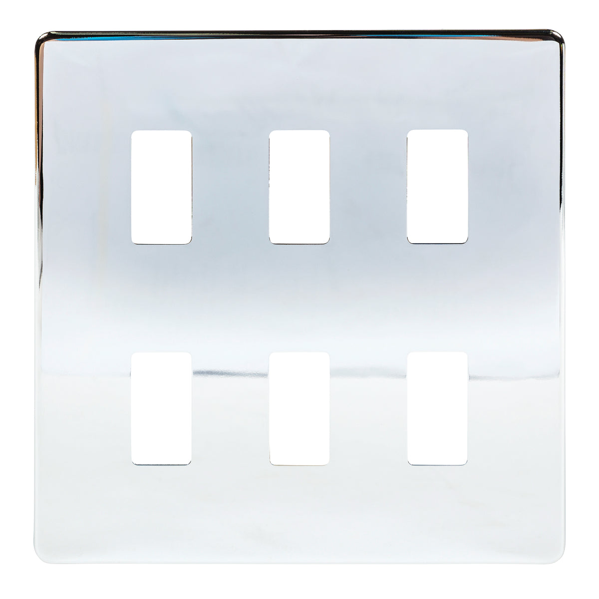 Niglon M2-GP6-PC 6 Gang Grid Faceplate Polished Chrome