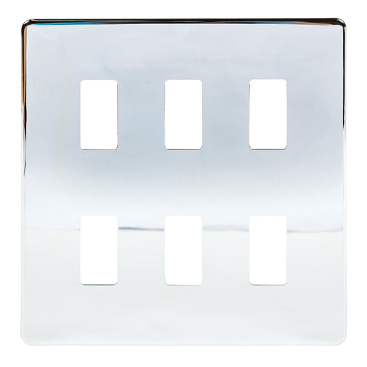 Niglon M2-GP6-PC 6 Gang Grid Faceplate Polished Chrome