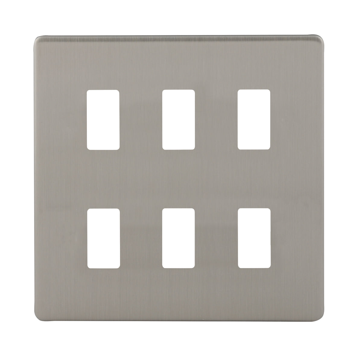 Niglon M2-GP6-SBC 6 Gang Grid Faceplate Brushed Chrome