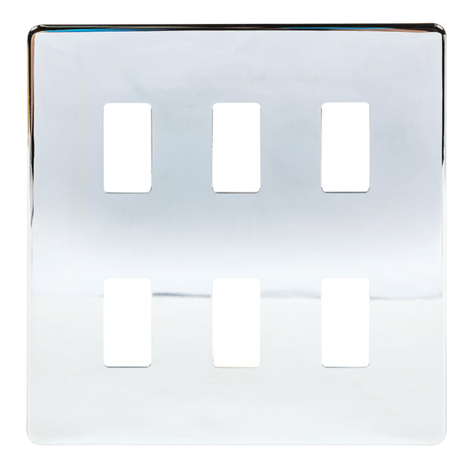 Niglon M2-GP6-SPC 6 Gang Grid Faceplate Polished Chrome